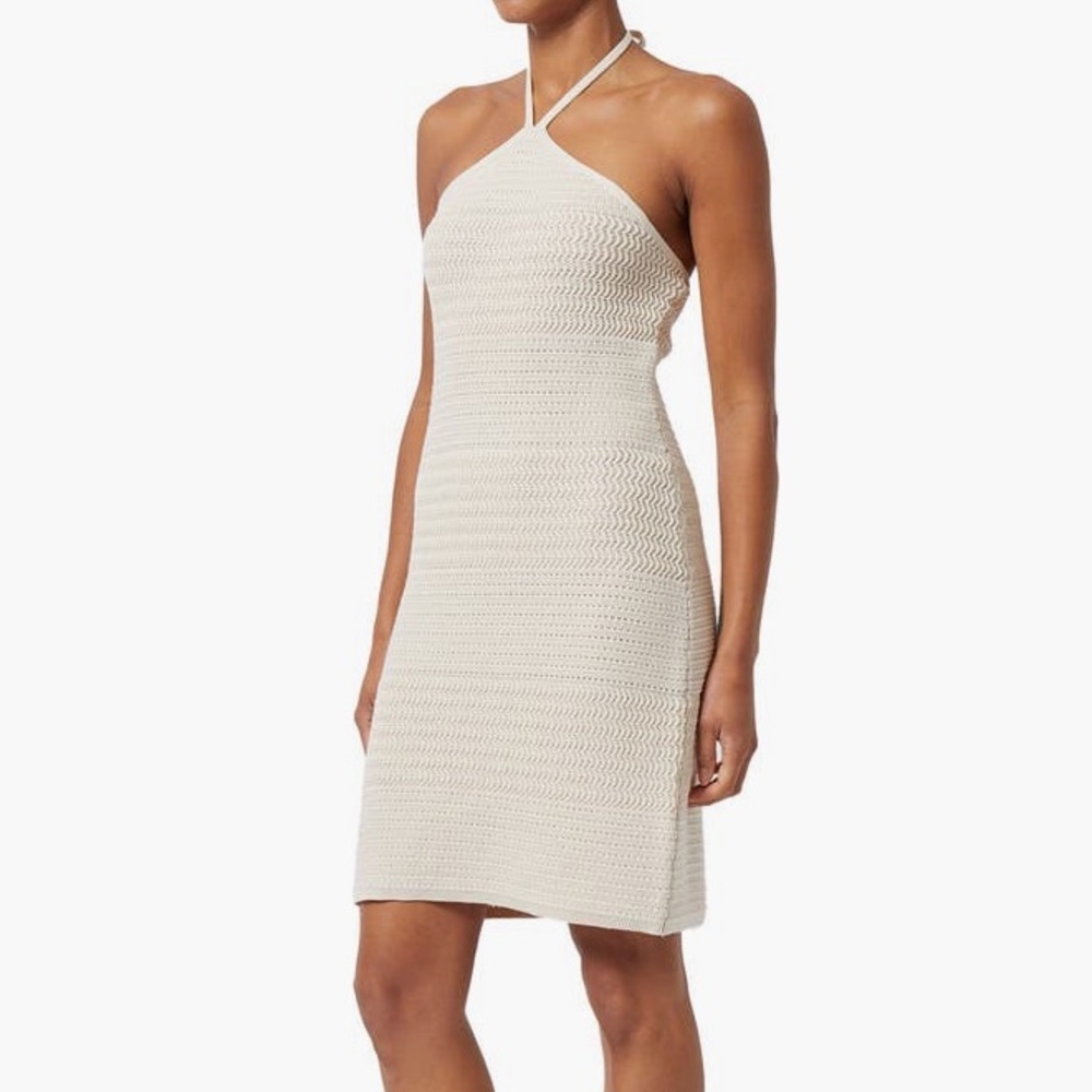 French Connection Cream Halter Knit Mini Dress